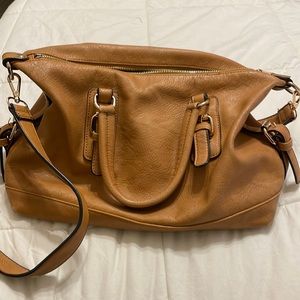 Urban Expressions tote/crossbody. Tan/black and white interiors. VGUC.